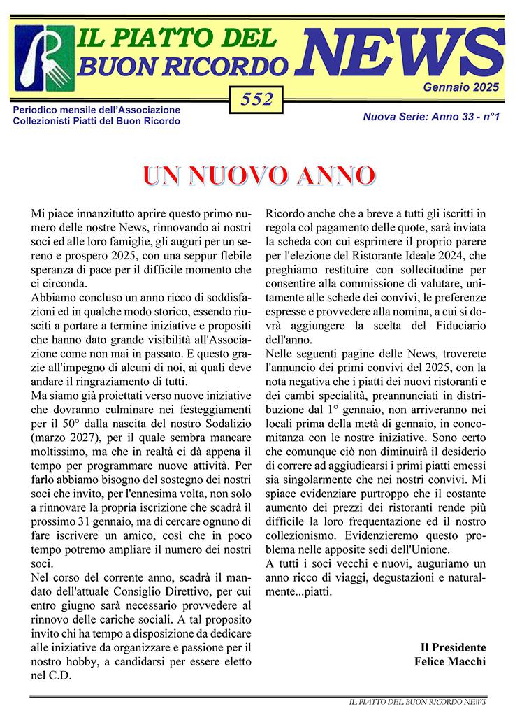 News Gennaio 2025